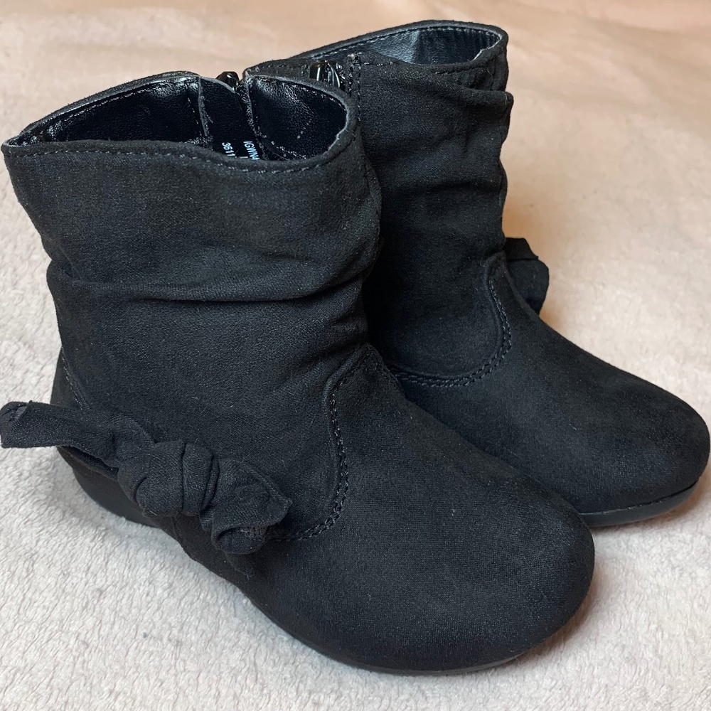 Wonder Nation Black Bow Slouch Boot Toddler Girls Size 6